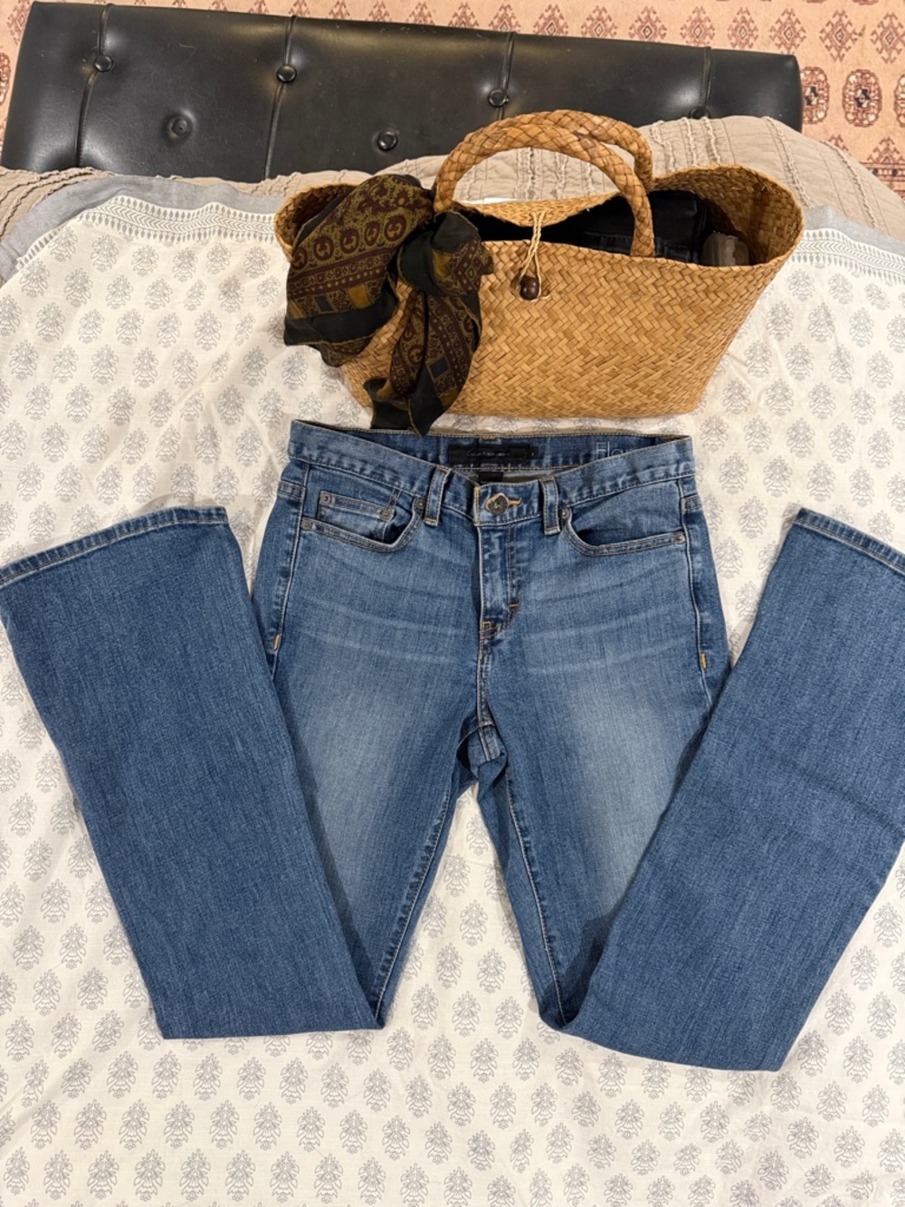 Calvin Klein Jeans Women's Blue Flared Wide-Leg Jeans